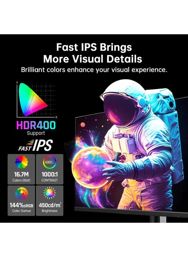 KTC 27 Inch White Gaming Monitor 300Hz/320Hz, QHD 1440P Fast IPS Computer Monitor with Adaptive FreeSync, HDR400, Height/Pivot/Swivel/Tilt Adjustable, DP&HDMI, H27E6 - Image 4